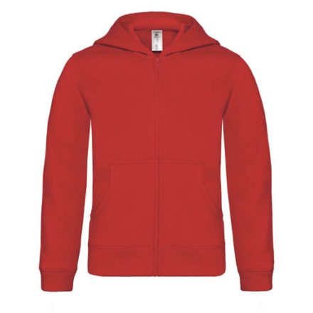B&C gyerek pulóver Hooded Full Zip 280 piros