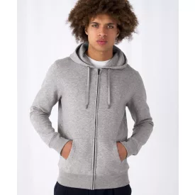 B&C pulóver King Zipped Hood 280 melírozott szürke