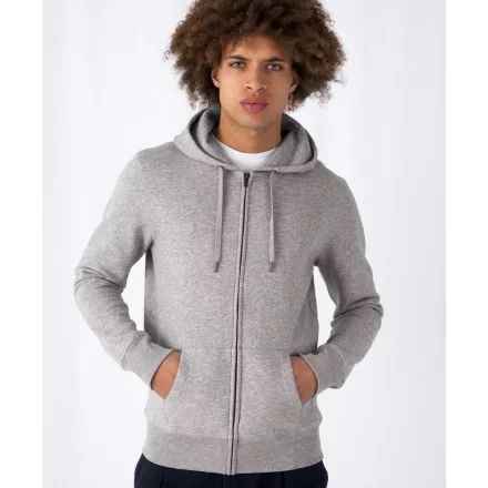B&C pulóver King Zipped Hood 280 melírozott szürke