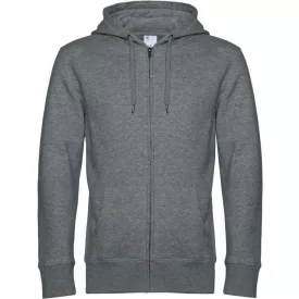 B&C pulóver King Zipped Hood 280 melírozott középszürke