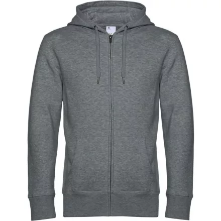 B&C pulóver King Zipped Hood 280 melírozott középszürke