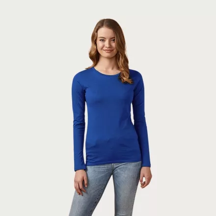 Promodoro hosszú ujjú női póló Roundneck LS 140 azúr kék