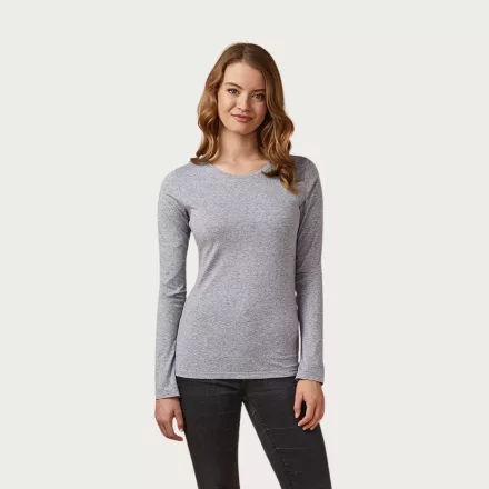 Promodoro hosszú ujjú női póló Roundneck LS 140 melírozott szürke
