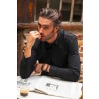 NeoBlu hosszú ujjú ing Blaise Micro-Twill 115 fekete