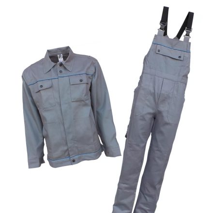 Declan munkás dzseki+kantáros nadrág Optima 260 szürke-kék