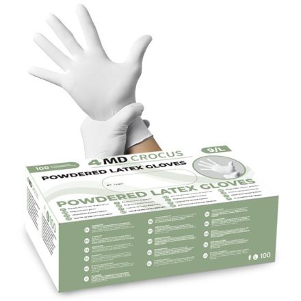 4MD púderezett latex kesztyű Crocus fehér 100 db/csomag