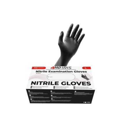 4MD púdermentes nitril kesztyű Iris fekete 100 db/csomag