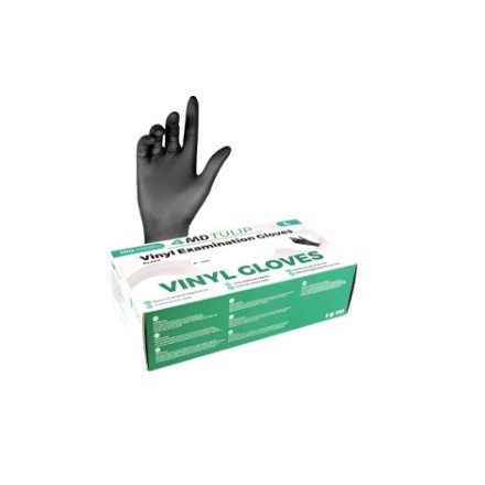 4MD púdermentes vinyl kesztyű Tulip fekete 100 db/csomag