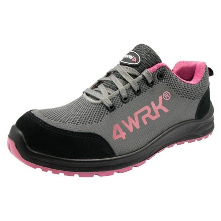 4WRK munkavédelmi női cipő Mensa S1P ESD szürke-rózsaszín