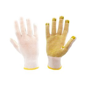 4WRK pontozott kötött cérnakesztyű Trona fehér-sárga