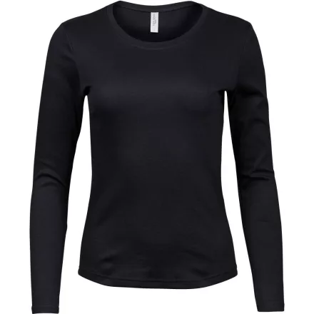 Tee Jays hosszú ujjú női póló Ladies LS Interlock 220 fekete