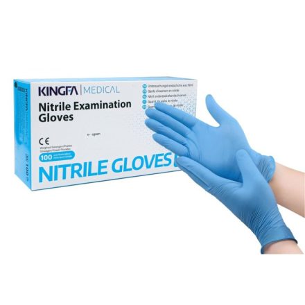 Kingfa púdermentes nitril kesztyű Medical kék 100 db/csomag
