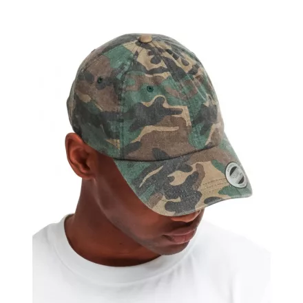 Flexfit baseball sapka Camo Washed 6P koptatott terepszín zöld