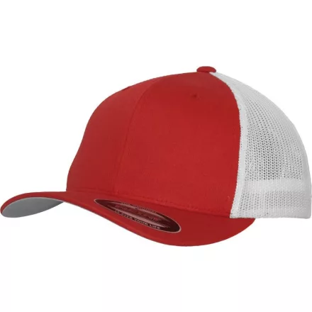Flexfit baseball sapka Mesh Cotton Twill Trucker 6P piros-fehér