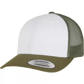   Flexfit baseball sapka Retro Trucker Colored Front 6P moha-fehér-olíva