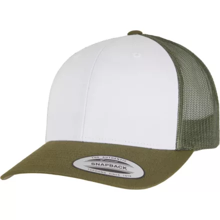 Flexfit baseball sapka Retro Trucker Colored Front 6P moha-fehér-olíva