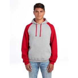  Jerzees pulóver NuBlend Varsity 271 melírozott szürke-piros