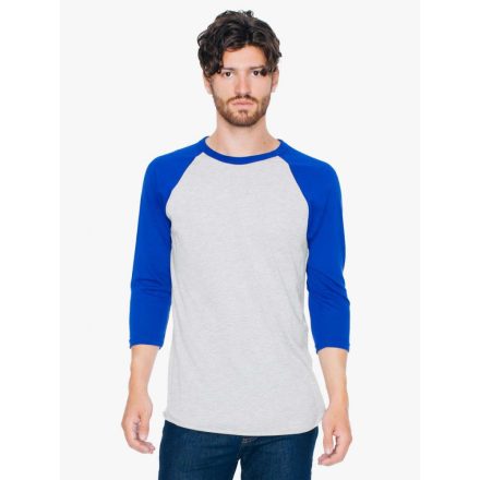 American Apparel 3/4 póló Poly-Cotton 125 melírozott szürke-kék