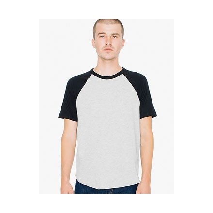 American Apparel póló Poly-Cotton 125 melírozott szürke-fekete
