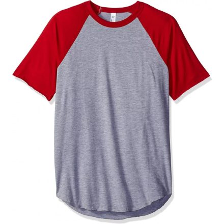 American Apparel póló Poly-Cotton 125 melírozott szürke-piros