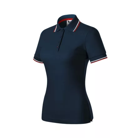 Malfini női galléros póló Focus 180 tengerkék-fehér-piros