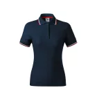 Malfini női galléros póló Focus 180 tengerkék-fehér-piros