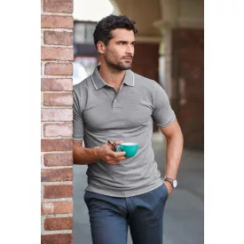   Malfini galléros póló Perfection 200 sötétszürke melírozott-fehér