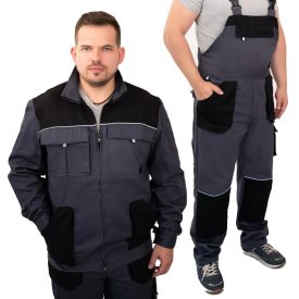   Hundberg munkás dzseki+kantáros nadrág Alfa szürke-fekete