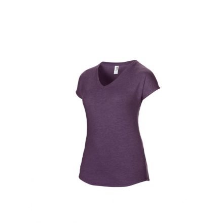Anvil női póló Tri-Blend V-Neck Tee 159 melírozott sötétlila