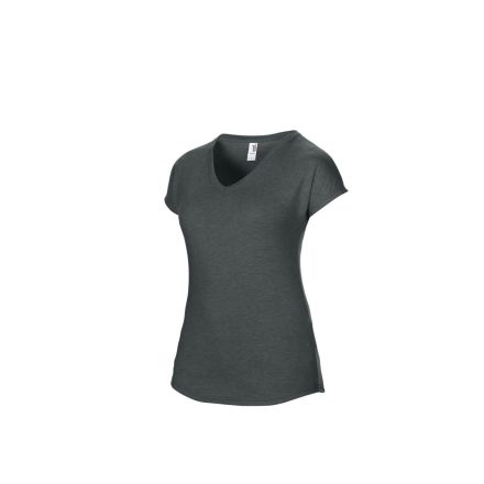 Anvil női póló Tri-Blend V-Neck Tee 159 melírozott sötétszürke