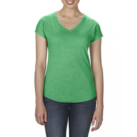 Anvil női póló Tri-Blend V-Neck Tee 159 melírozott zöld
