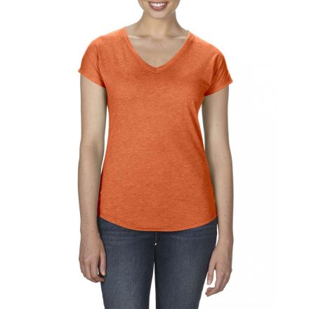 Anvil női póló Tri-Blend V-Neck Tee 159 melírozott narancs