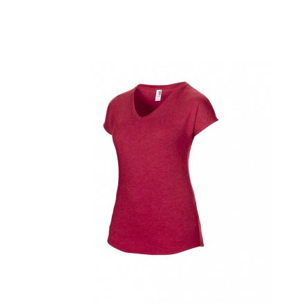 Anvil női póló Tri-Blend V-Neck Tee 159 melírozott piros