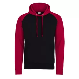 AWDis pulóver Baseball 280 fekete-tűzpiros