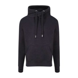 AWDis pulóver Cross Neck Hoodie 330 koptatott fekete