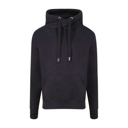 AWDis pulóver Cross Neck Hoodie 330 koptatott fekete