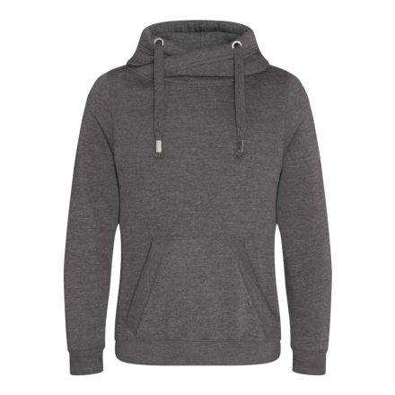 AWDis pulóver Cross Neck Hoodie 330 melírozott sötétszürke