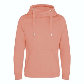 AWDis pulóver Cross Neck Hoodie 330 fakó rózsaszín