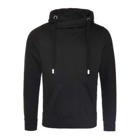 AWDis pulóver Cross Neck Hoodie 330 fekete