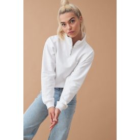 AWDis női pulóver Cropped 1/4 Zip 280 fehér