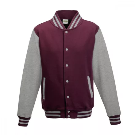 AWDis pulóver Varsity 330 burgundy-melírozott szürke