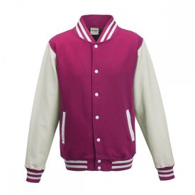 AWDis pulóver Varsity 330 pink-fehér