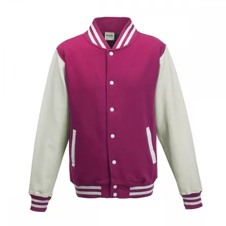 AWDis pulóver Varsity 330 pink-fehér