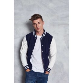 AWDis pulóver Varsity 330 tengerkék-fehér