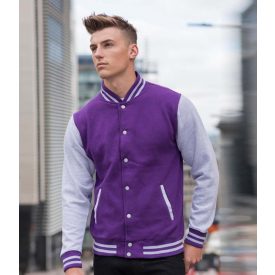 AWDis pulóver Varsity 330 lila-melírozott szürke