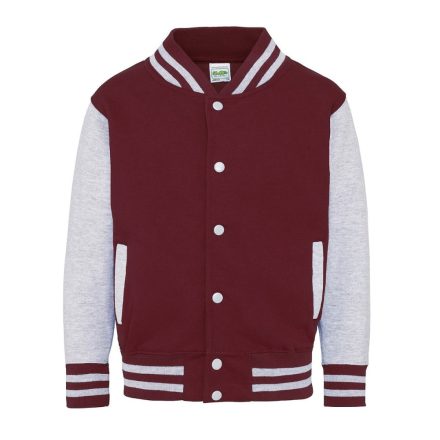 AWDis gyerek pulóver Varsity 330 burgundy-melírozott szürke