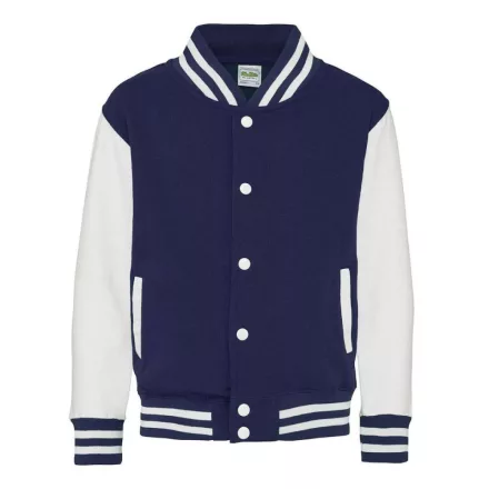 AWDis gyerek pulóver Varsity 330 tengerkék-fehér