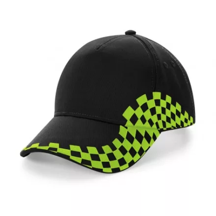 Beechfield baseball sapka Grand Prix 5P fekete-lime