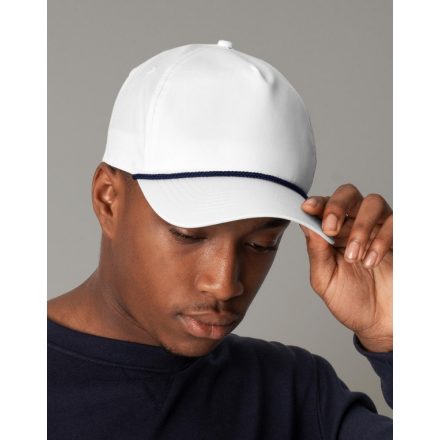 Beechfield baseball sapka Rope Detail Golf 5P fehér-tengerkék