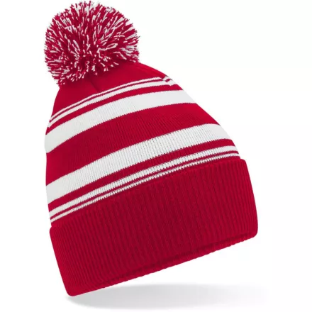Beechfield sapka Striped Fan piros-fehér